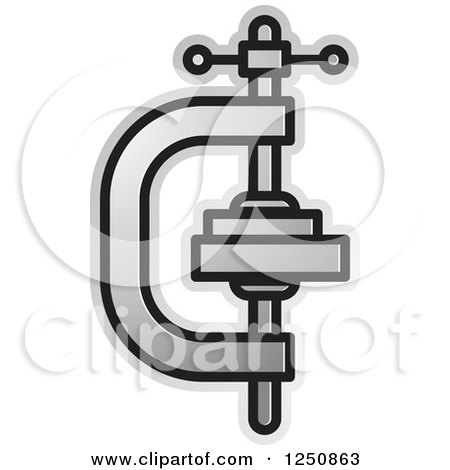 Clipart of a Silver Vice Grip Clamp - Royalty Free Vector Illustration by Lal Perera