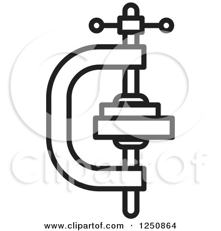 Clipart of a Black and White Vice Grip Clamp - Royalty Free Vector Illustration by Lal Perera