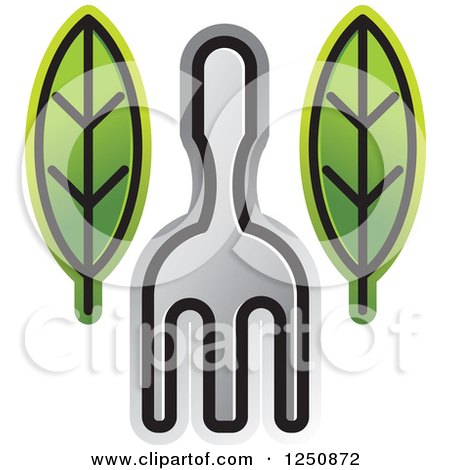 Clipart of a Silver Fork with Leaves - Royalty Free Vector Illustration by Lal Perera