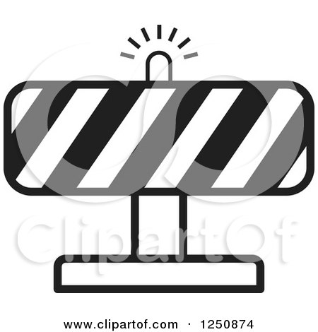 Clipart of a Black and White Construction Road Block - Royalty Free Vector Illustration by Lal Perera