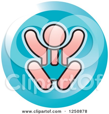Clipart of a Round Blue Happy Baby Icon - Royalty Free Vector Illustration by Lal Perera