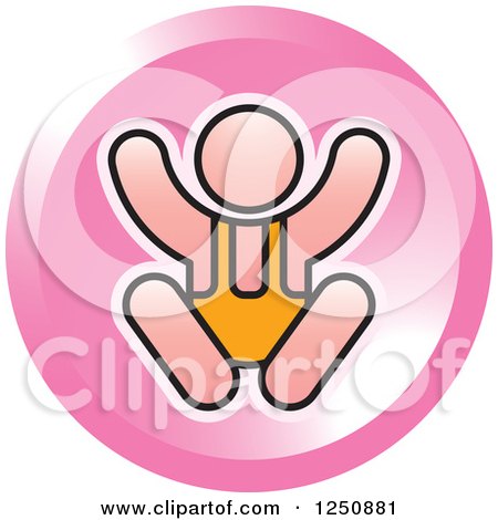 Clipart of a Round Pink Happy Baby Icon - Royalty Free Vector Illustration by Lal Perera