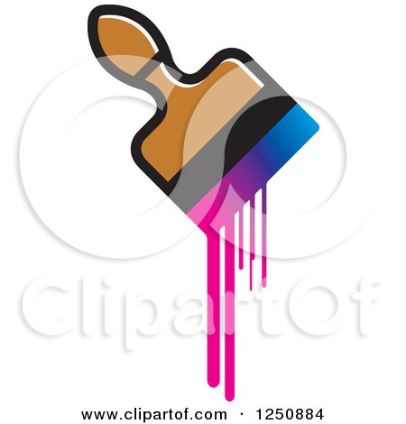 Clipart of a Paintbrush Dripping with Gradient - Royalty Free Vector Illustration by Lal Perera