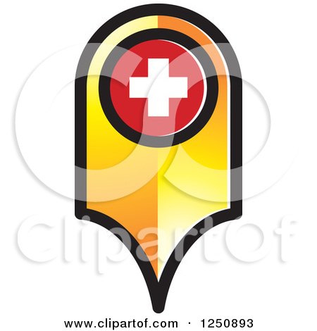 Clipart of a Gold and Red Map Pointer - Royalty Free Vector Illustration by Lal Perera