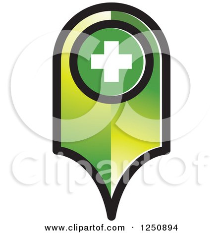 Clipart of a Green Map Pointer - Royalty Free Vector Illustration by Lal Perera