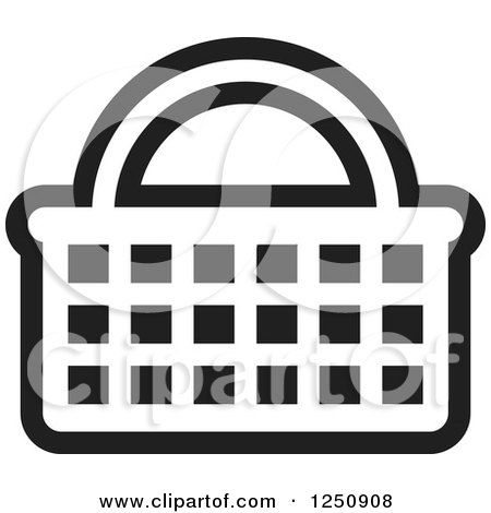 Clipart of a Black and White Shopping Basket Icon - Royalty Free Vector Illustration by Lal Perera