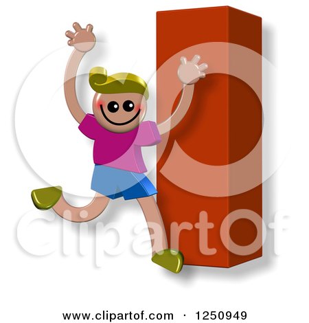 Clipart of a 3d Capital Letter I and Happy Running Boy - Royalty Free Illustration by Prawny