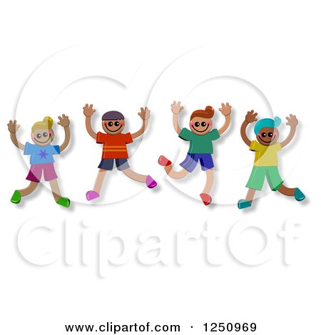 Clipart of a Group of Happy Diverse Boys Jumping - Royalty Free Illustration by Prawny
