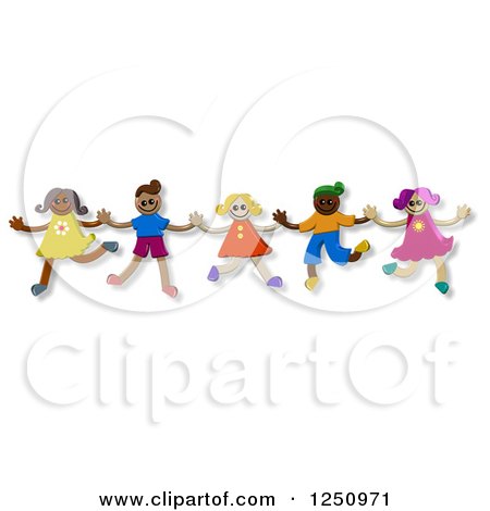 Clipart of a Group of Happy Diverse Kids Jumping - Royalty Free Illustration by Prawny