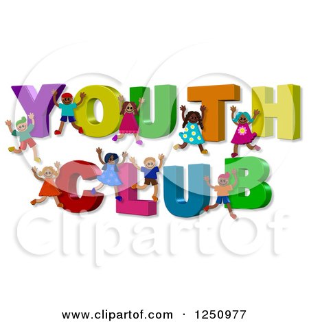 Clipart of 3d Children and YOUTH CLUB Text - Royalty Free Illustration by Prawny