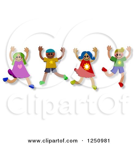 Clipart of a Group of Happy Diverse Children Jumping - Royalty Free Illustration by Prawny