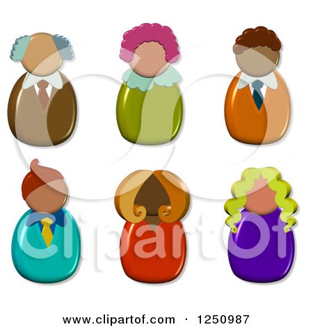 Clipart of 3d Male and Female Avatars - Royalty Free Illustration by Prawny