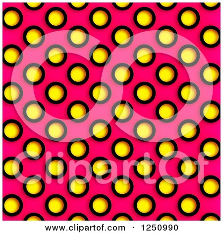 Clipart of a Background of Yellow Polka Dots on Pink - Royalty Free Illustration by Prawny