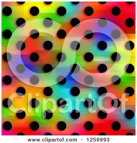 Clipart of a Background of Black Polka Dots on Colors - Royalty Free Illustration by Prawny