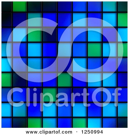 Clipart of a Background of Green and Blue Tiles - Royalty Free Illustration by Prawny