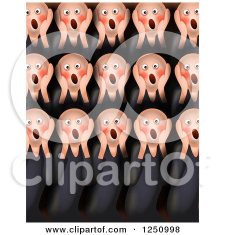 Clipart of a Painted Parody of the Screem Showing a Crowd of Men Screaming - Royalty Free Illustration by Prawny