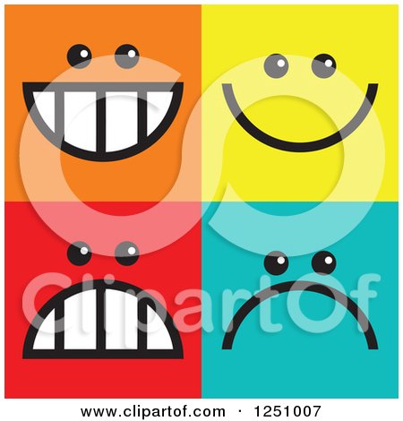 Clipart of Happy and Sad Colorful Square Icons - Royalty Free Illustration by Prawny