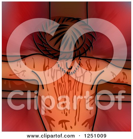 Clipart of a Stained Glass Design of Jesus Christ on the Cross - Royalty Free Illustration by Prawny