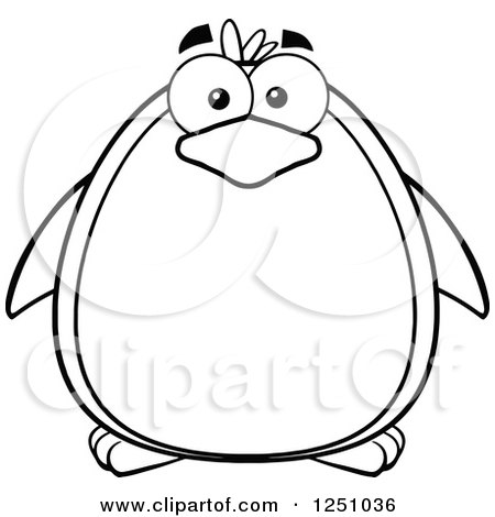Clipart of a Black and White Penguin Character with Blue Eyes - Royalty Free Vector Illustration by Hit Toon