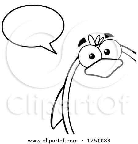 Clipart of a Black and White Penguin Character Talking - Royalty Free Vector Illustration by Hit Toon