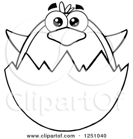 Clipart of a Black and White Penguin Character in an Egg Shell - Royalty Free Vector Illustration by Hit Toon