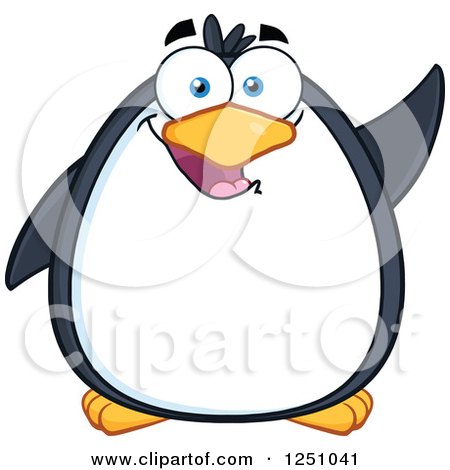 Clipart of a Penguin Character Waving - Royalty Free Vector Illustration by Hit Toon
