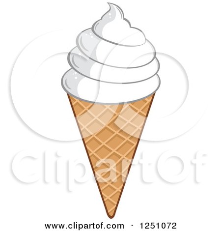 Clipart of a Waffle Ice Cream Cone with Vanilla Frozen Yogurt - Royalty Free Vector Illustration by Hit Toon