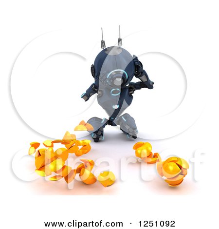 Clipart of a 3d Red Android Robot Dropping and Breaking Juggling Balls - Royalty Free Illustration by KJ Pargeter