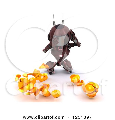 Clipart of a 3d Blue Android Robot Dropping and Breaking Juggling Balls - Royalty Free Illustration by KJ Pargeter