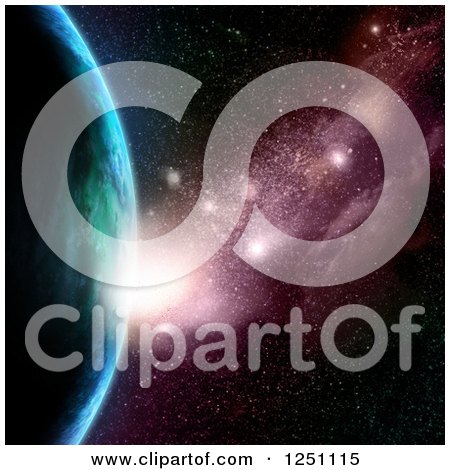 Clipart of a 3d Planet with Stars - Royalty Free Illustration by KJ Pargeter