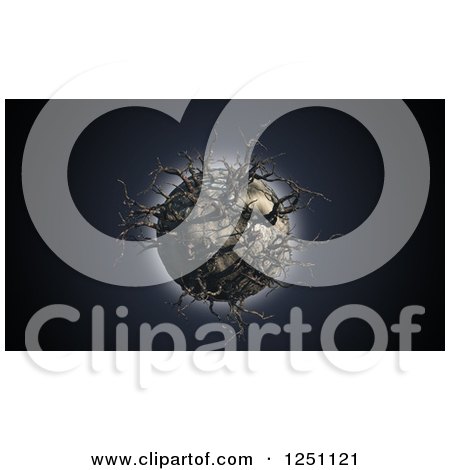 Clipart of a 3d Dead Planet with Bare Trees - Royalty Free Illustration by KJ Pargeter