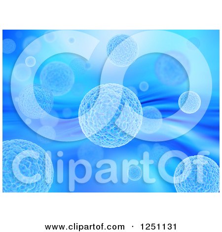 Clipart of a Blue Background of 3d Viruses - Royalty Free Illustration by KJ Pargeter