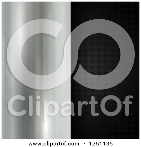 Clipart of a Divided Background of Black and Metal - Royalty Free Vector Illustration by KJ Pargeter