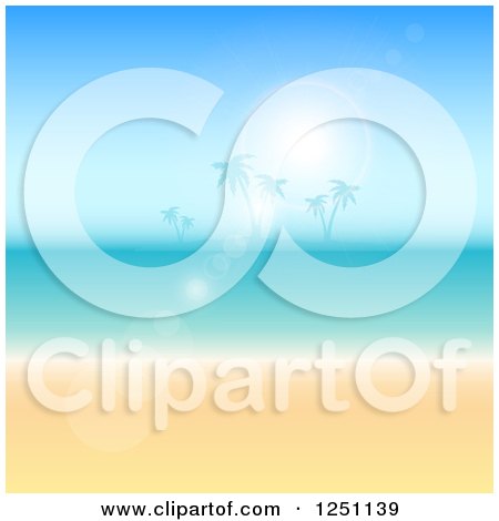 Sun Flare over a Tropical Island, Ocean and Beach Posters, Art Prints