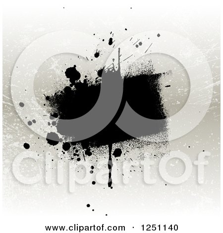 Clipart of a Black Splatter over Grunge - Royalty Free Vector Illustration by KJ Pargeter