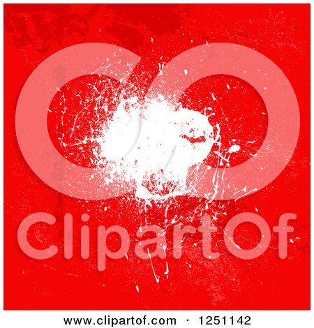Clipart of a Red Background with a White Grunge Splatter - Royalty Free Vector Illustration by KJ Pargeter