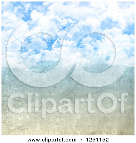 Clipart of a Scratched Background Merging into Cloudy Sky - Royalty Free Illustration by KJ Pargeter