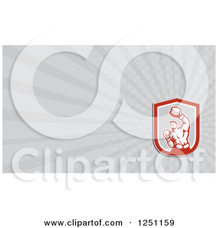 Clipart of a Punching Boxer Business Card Design - Royalty Free Illustration by patrimonio