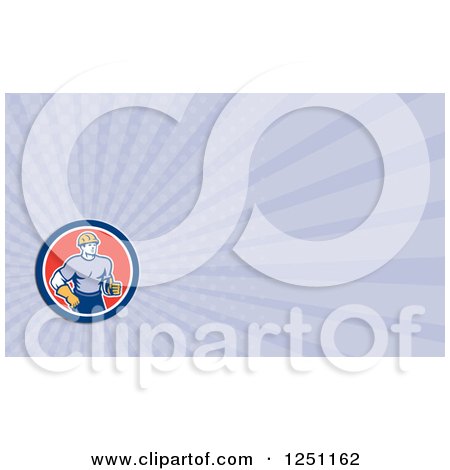Clipart of a Construction Worker Business Card Design - Royalty Free Illustration by patrimonio