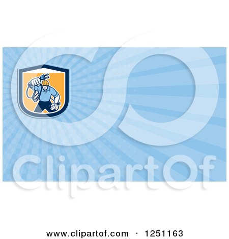 Clipart of a Blue Electrician Business Card Design - Royalty Free Illustration by patrimonio