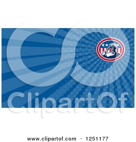 Clipart of a Saluting American Soldier Business Card Design - Royalty Free Illustration by patrimonio