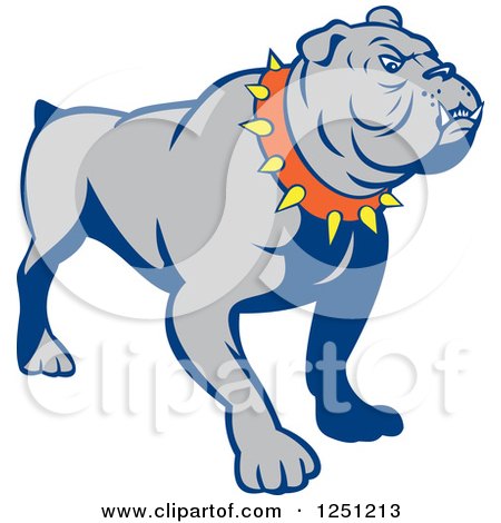 Clipart of a Guard Bulldog with a Spiked Collar - Royalty Free Vector Illustration by patrimonio