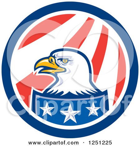 Clipart of a Bald Eagle in an American Flag Circle - Royalty Free Vector Illustration by patrimonio