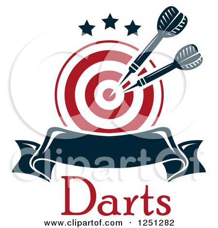 Clipart of a Target with Throwing Darts and a Banner and Text - Royalty Free Vector Illustration by Vector Tradition SM