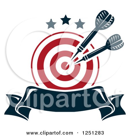 Clipart of a Target with Throwing Darts and a Banner - Royalty Free Vector Illustration by Vector Tradition SM