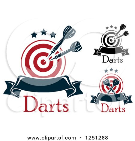 Clipart of Targets with Throwing Darts and Banners - Royalty Free Vector Illustration by Vector Tradition SM