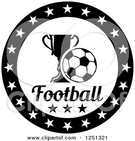 Clipart of a Soccer Ball and Trophy in a Circle of Stars with Football Text - Royalty Free Vector Illustration by Vector Tradition SM