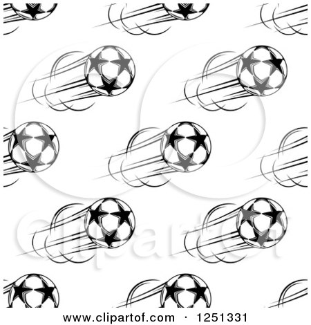 Clipart of a Seamless Black and White Soccer Ball Background Pattern - Royalty Free Vector Illustration by Vector Tradition SM