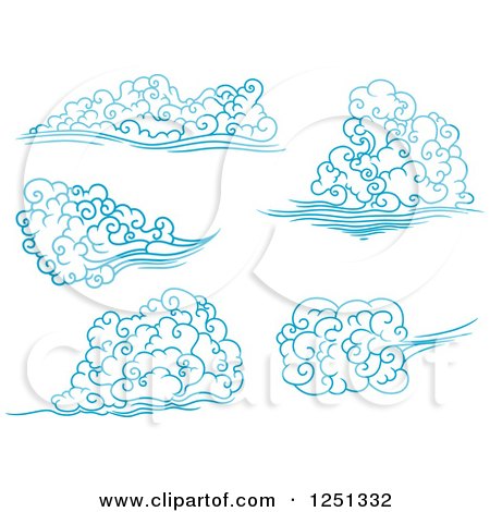Clipart of Blue Winds or Clouds - Royalty Free Vector Illustration by Vector Tradition SM
