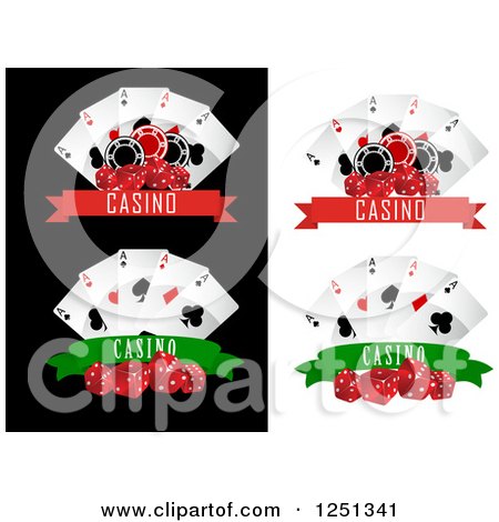 Clipart of Casino Banners with Dice Poker Chips and Playing Cards - Royalty Free Vector Illustration by Vector Tradition SM